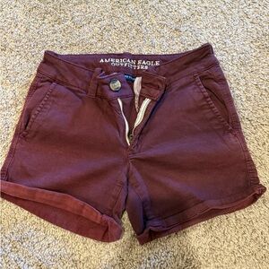 American Eagle Outfitters Women's Maroon High Waist Shorts